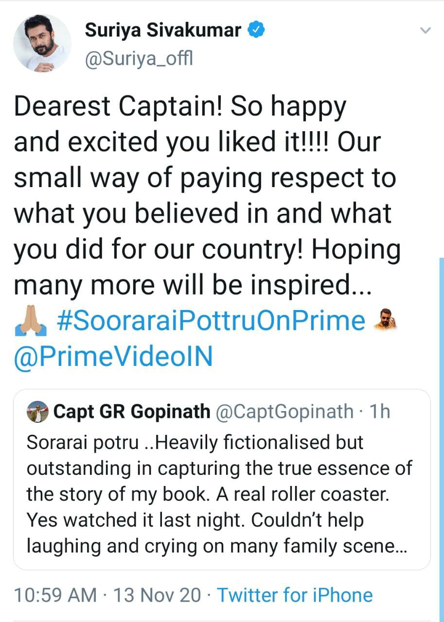 Real Maara GR Gopinath reviews Suriya's Soorarai Pottru; here's how the actor reacted