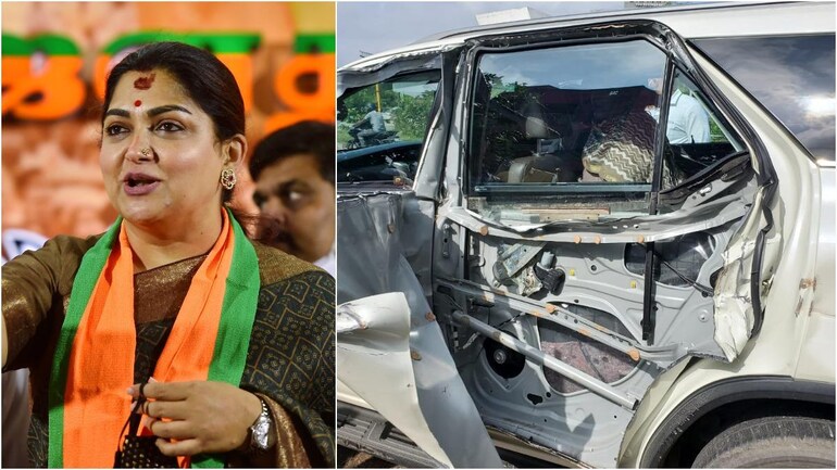 khushbu sundar meets with accident in tn as truck rams into car 