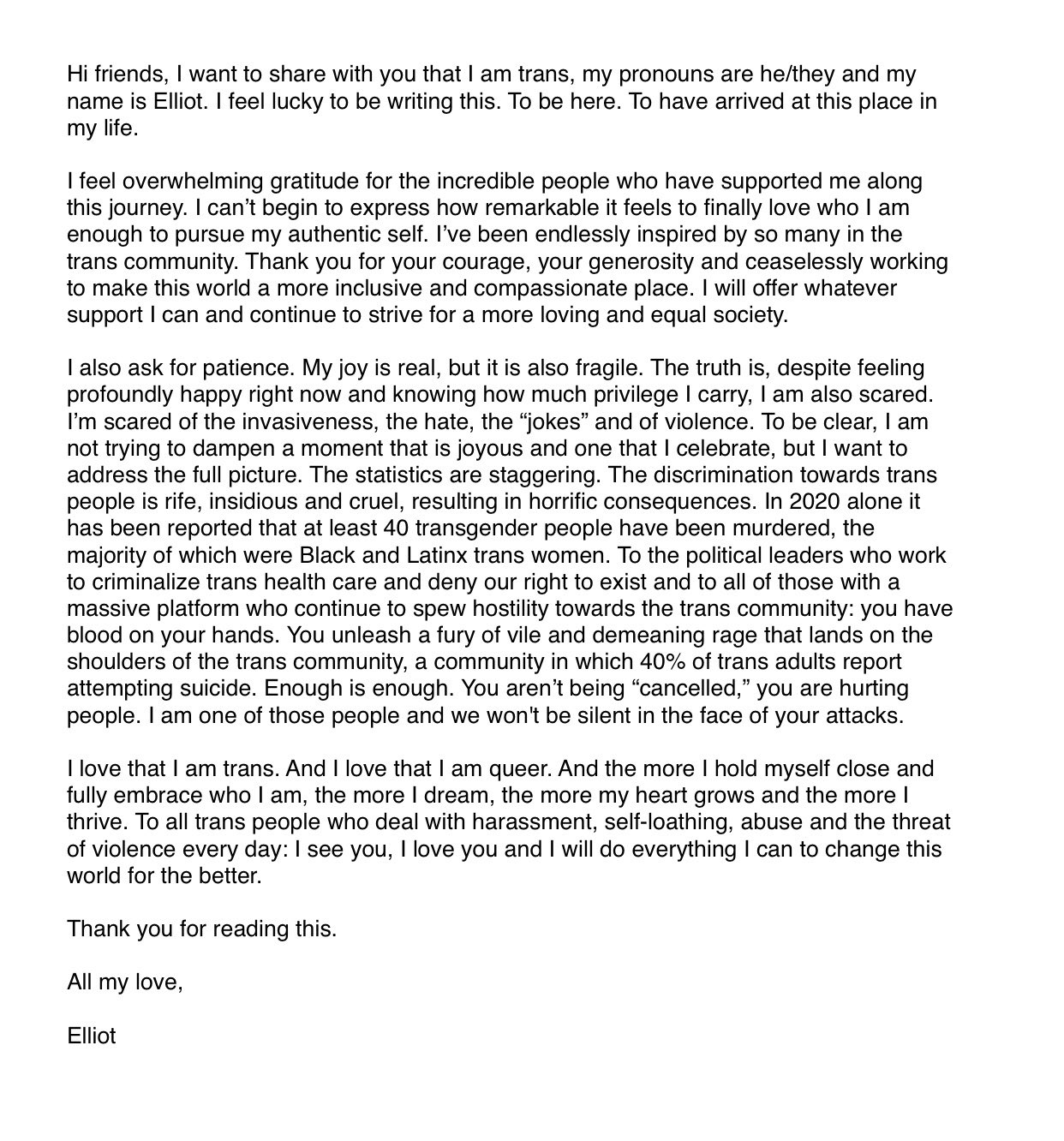 Popular Hollywood actress comes out as 'transgender' - emotional statement ft Ellen Page, Elliot Page