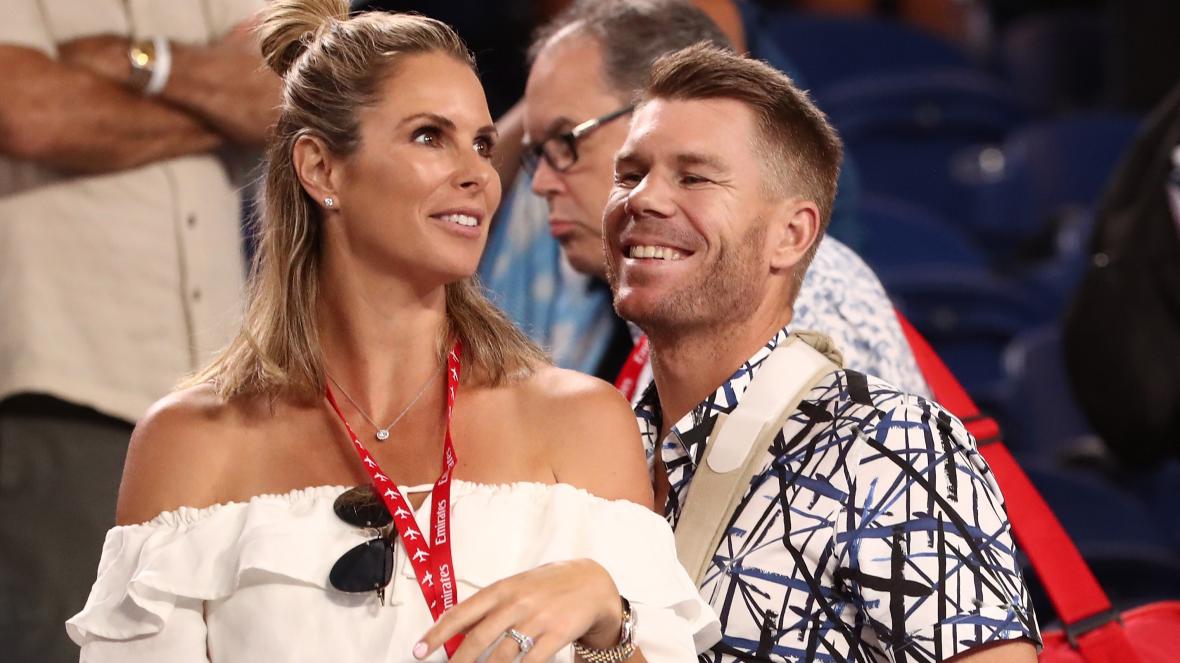 david warner wife candice sees funny side of warner groin injury 