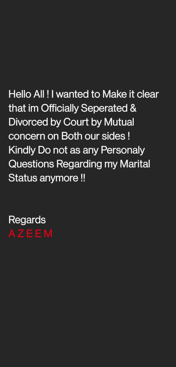 Popular TV actor Azeem officially gets divorced; issues statement