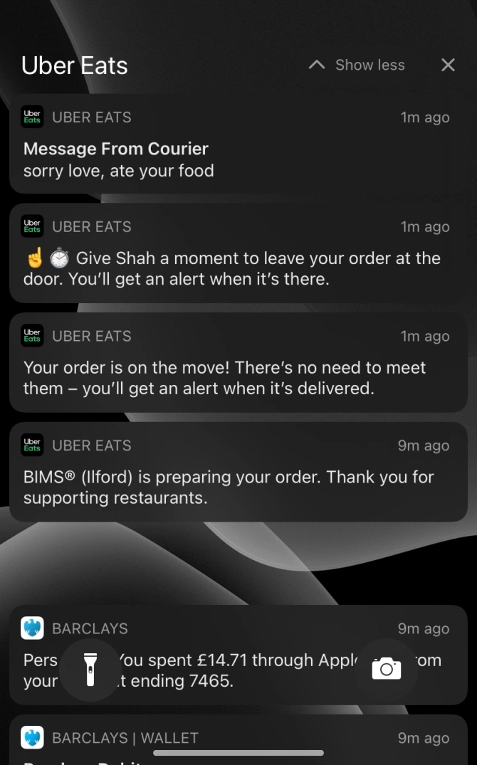 woman order on uber eats receive confession from delivery boy