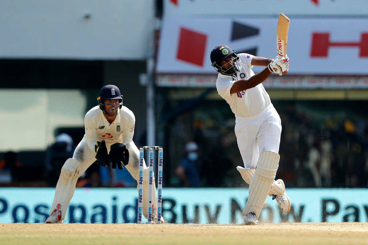 Mohammad Siraj celebrates Ashwin’s Chennai Test hundred