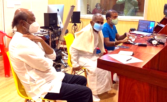 Rajinikanth makes visit to Ilayaraja studio ஸ்டூடியோவிற்கு ரஜினிகாந்த் நேரடி விசிட்