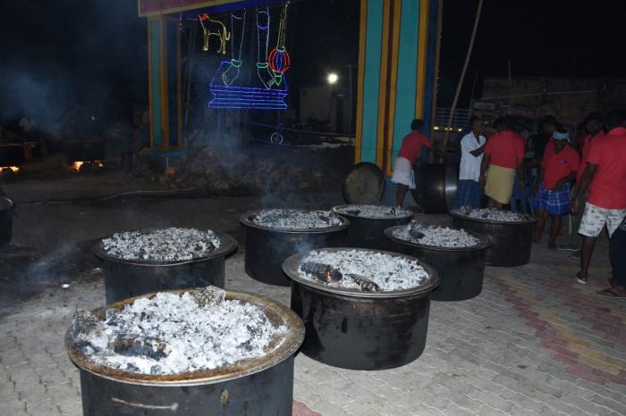 Mutton biryani served as prasadam at Muniyandi temple festival