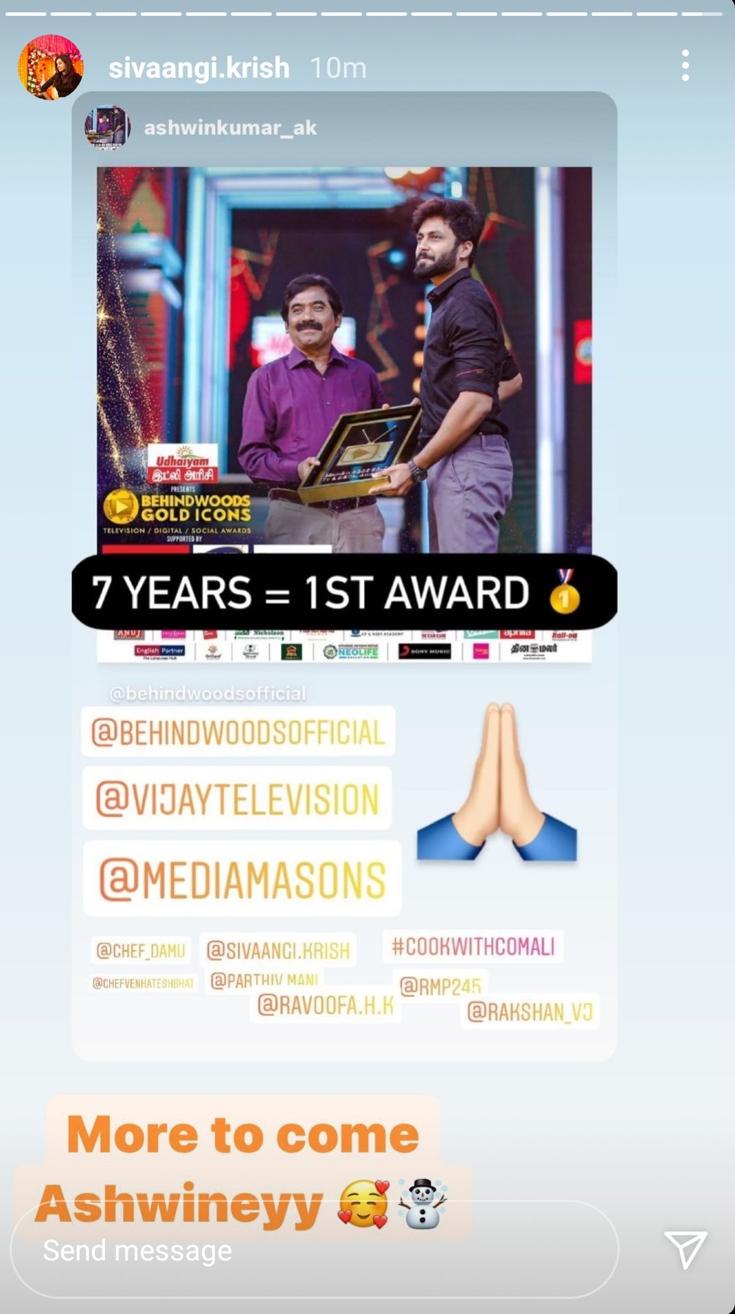 Cook With Comali 2 Ashwin and Sivaangi’s viral dance in Behindwoods Gold Icons 