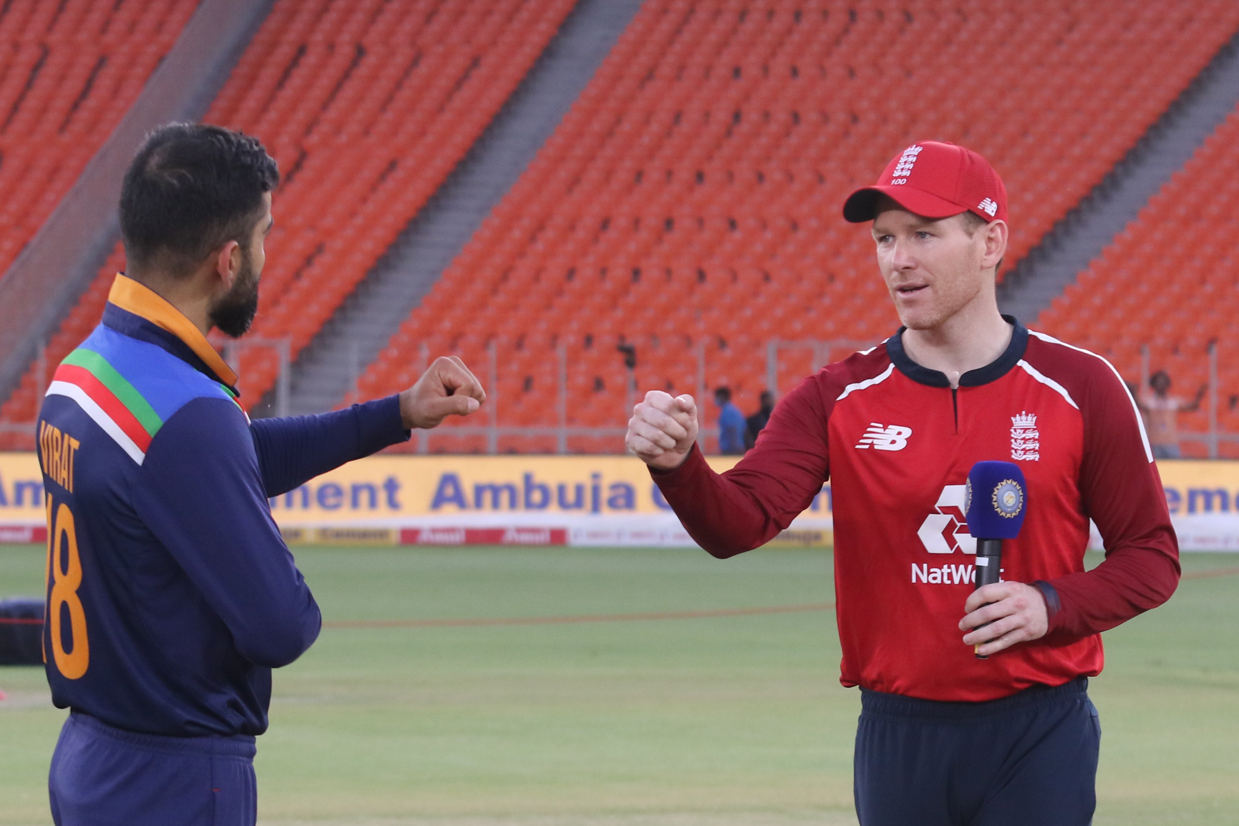 Why Eoin Morgan wearing two caps during the T20Is against India?