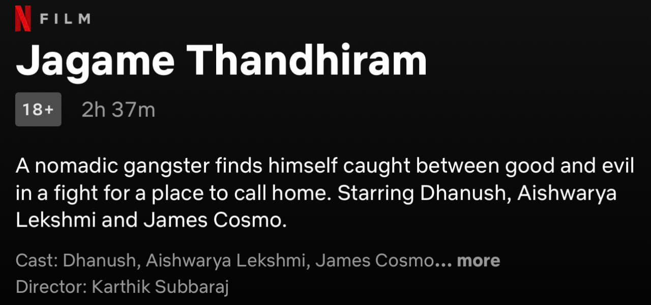 Dhanush and Karthik Subbaraj’s Jagame Thandhiram runtime and censor details revealed