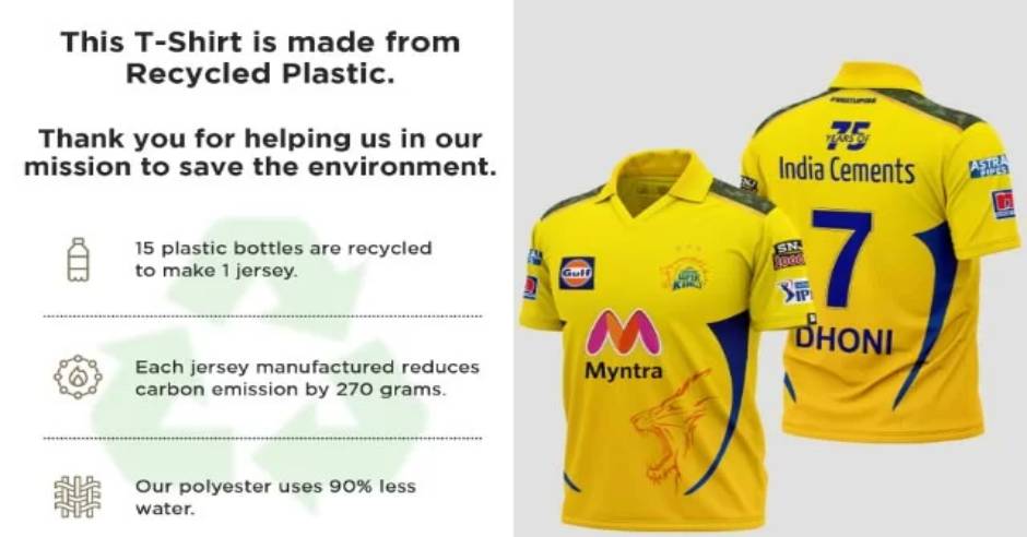 15 plastic bottles are recycled to make one CSK jersey