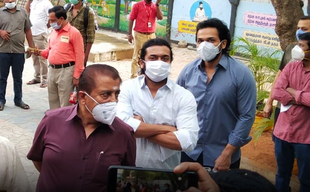 Rajinikanth, Sivakumar, Suriya, Karthi casting their votes for TN election videos and pics are going viral