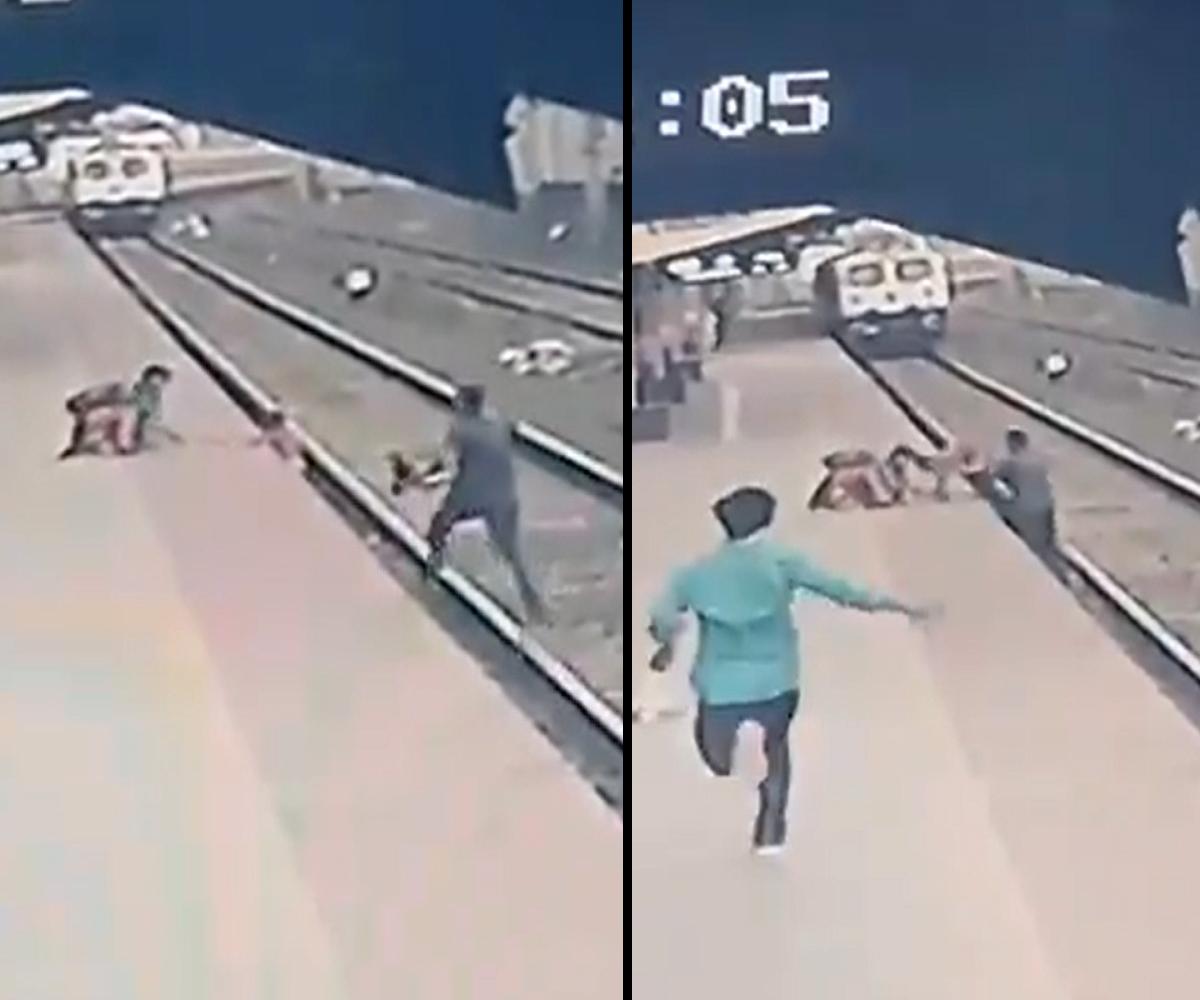 Mumbai railway official saves child from getting run over 