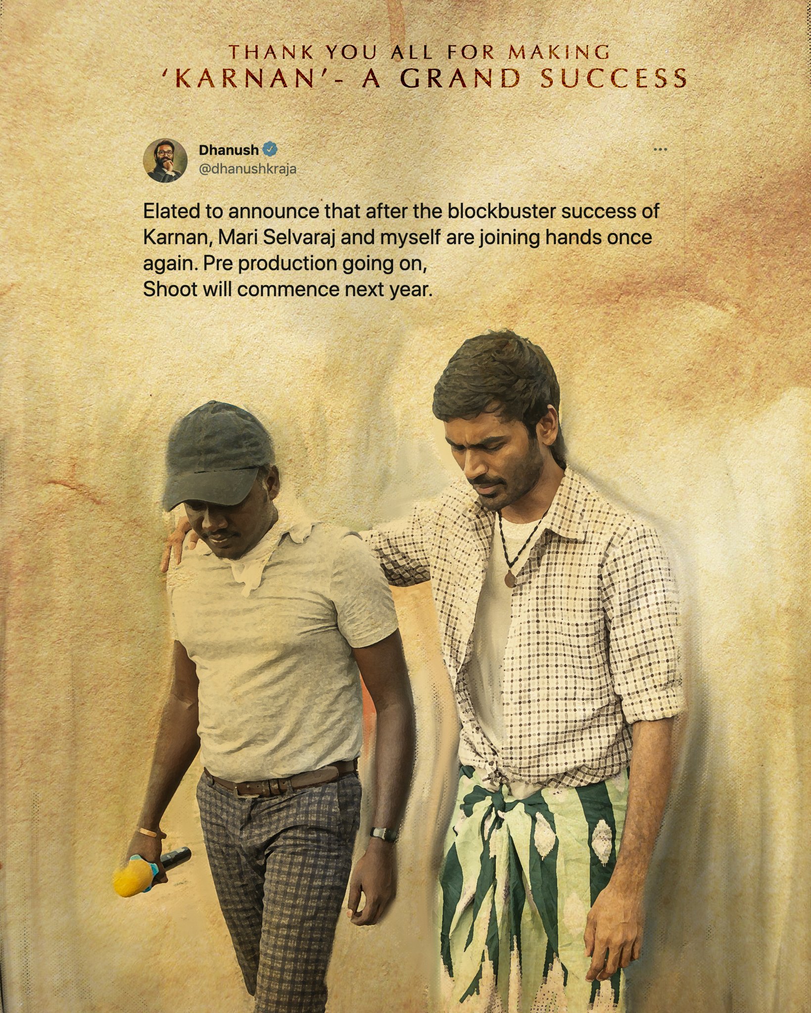 Dhanush announces his next biggie; teams up his hit director again after Karnan ft Mari Selvaraj