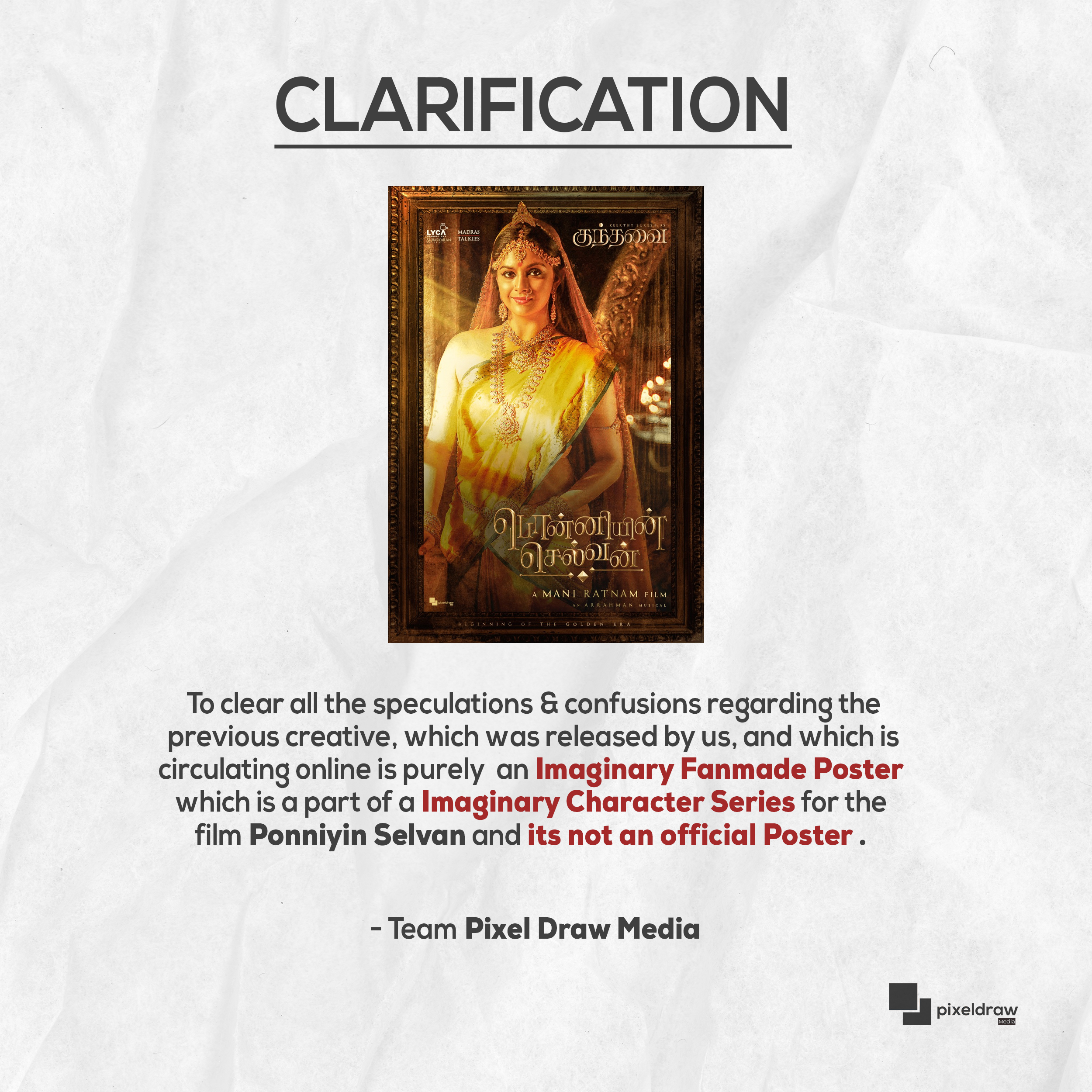 Important clarification regarding Mani Ratnam’s Ponniyin Selvan viral poster ft Keerthy Suresh