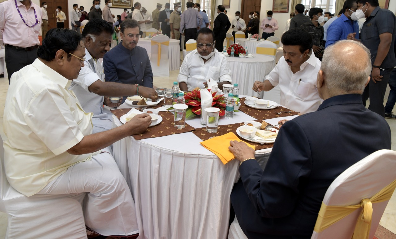 Tea party given by Governor to TN CM MK Stalin and Ministers