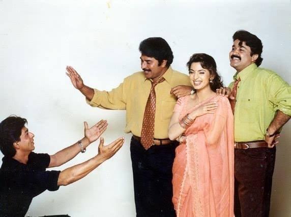 SRK, Mammootty, Mohanlal and Juhi Chawla in a single frame - Viral throwback pic