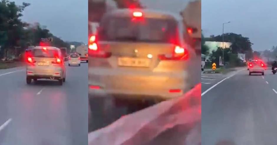 VIDEO: Car repeatedly obstructing ambulance in National Highway