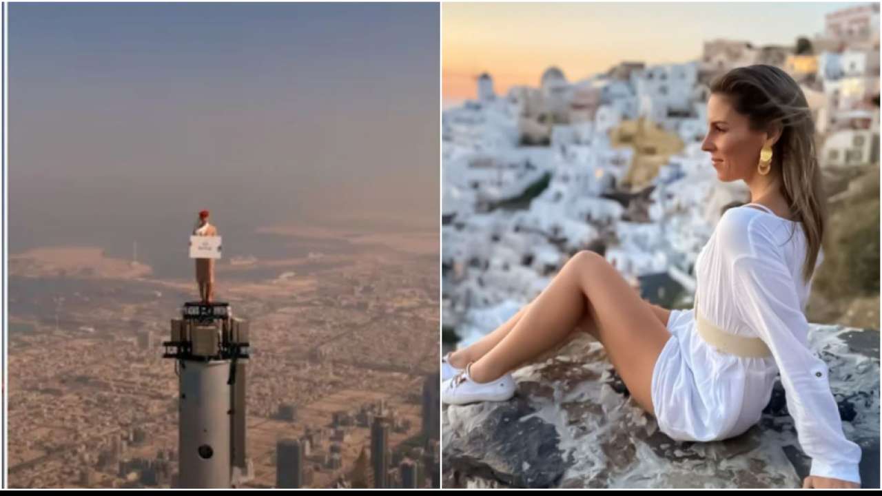Woman stands on top of Burj Khalifa in viral Emirates ad. 
