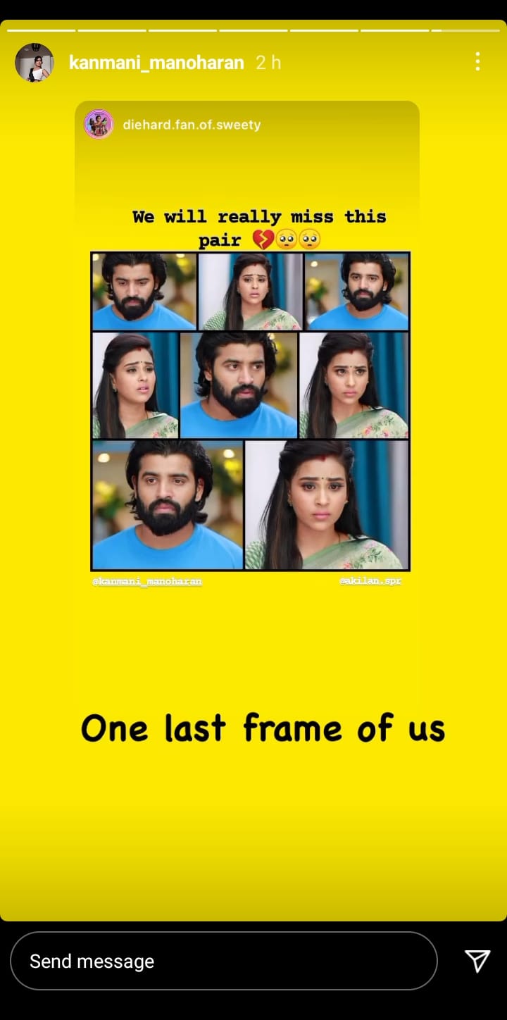 Popular actor quits Vijay TV's 'Bharathi Kannamma' serial - Kanmani shares last moments