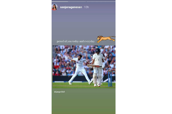 Bumrah's wife sanjana praised him on Instagram