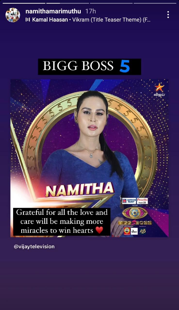 Namitha Marimuthu posts her first VIDEO after her sudden exit from Bigg Boss house