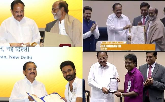 history aishwarya dhanush shares rajini and dhanush award pic