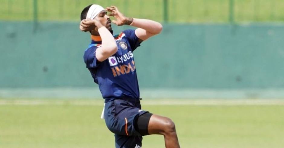 All-rounder Hardik Pandya tests his bowling at India nets