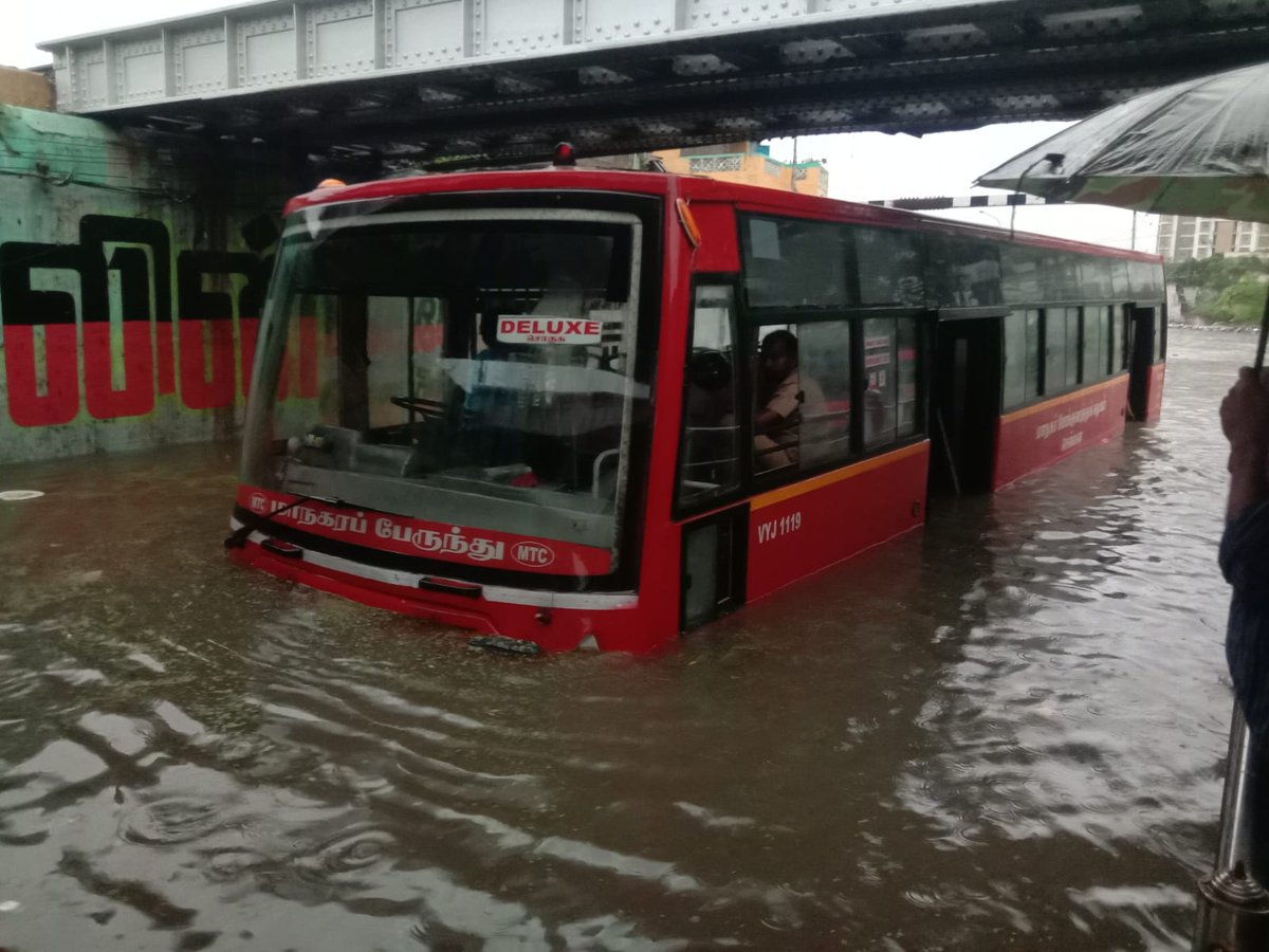 Due to heavy rain cars parked on Velachery bridge