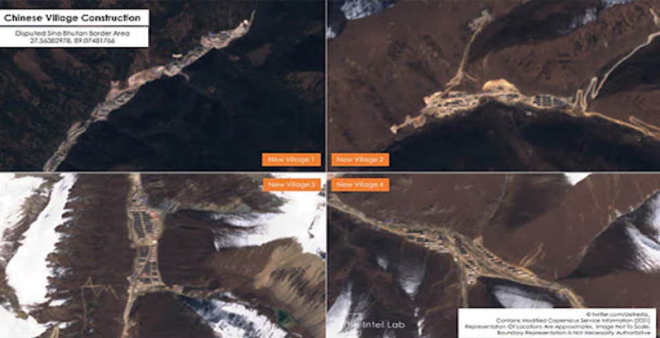 China created 4 villages in Bhutan exposed satellite photo