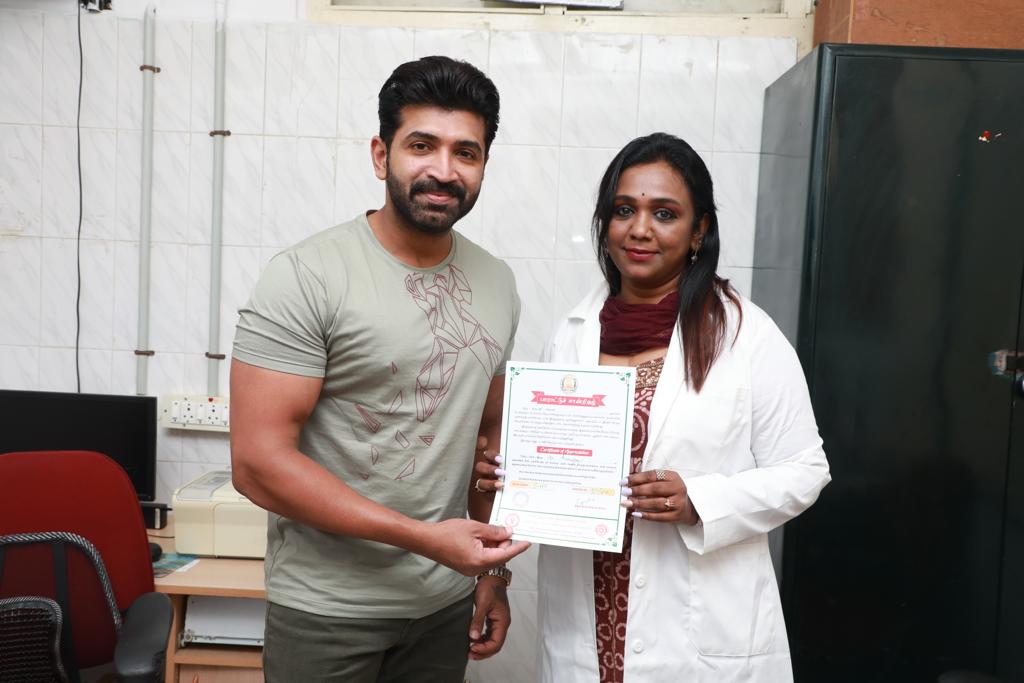Actor arunvijay donated blood on the occasion of his birthday