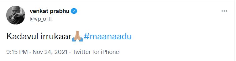 Simbu maanaadu release confirmed venkat prabhu viral tweet