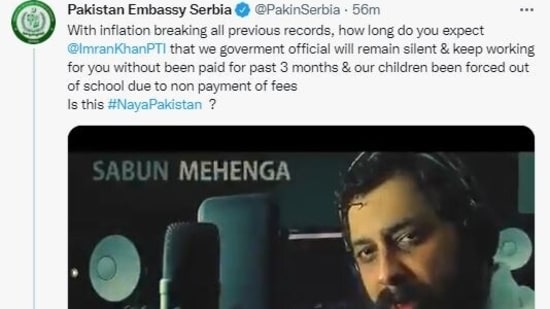 embassy asks salary to Pakistan PM via twitter