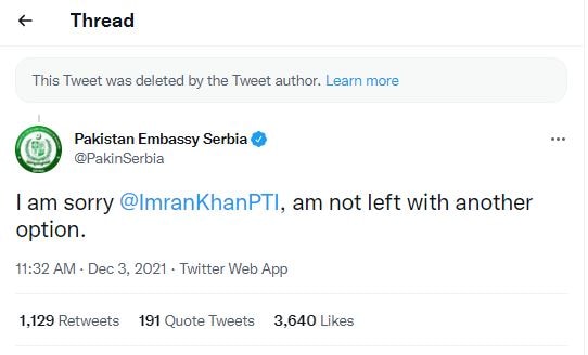 embassy asks salary to Pakistan PM via twitter