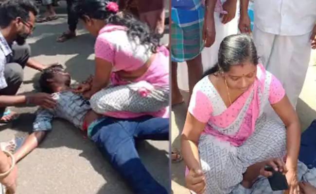  mannarkudi nurse save a collage student who met road accident
