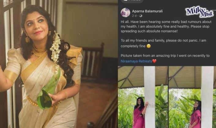 Aparna Balamurali clarification over her health rumours