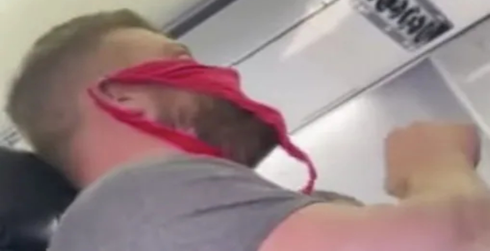 A passenger on flight to Us wears innerwear instead of mask