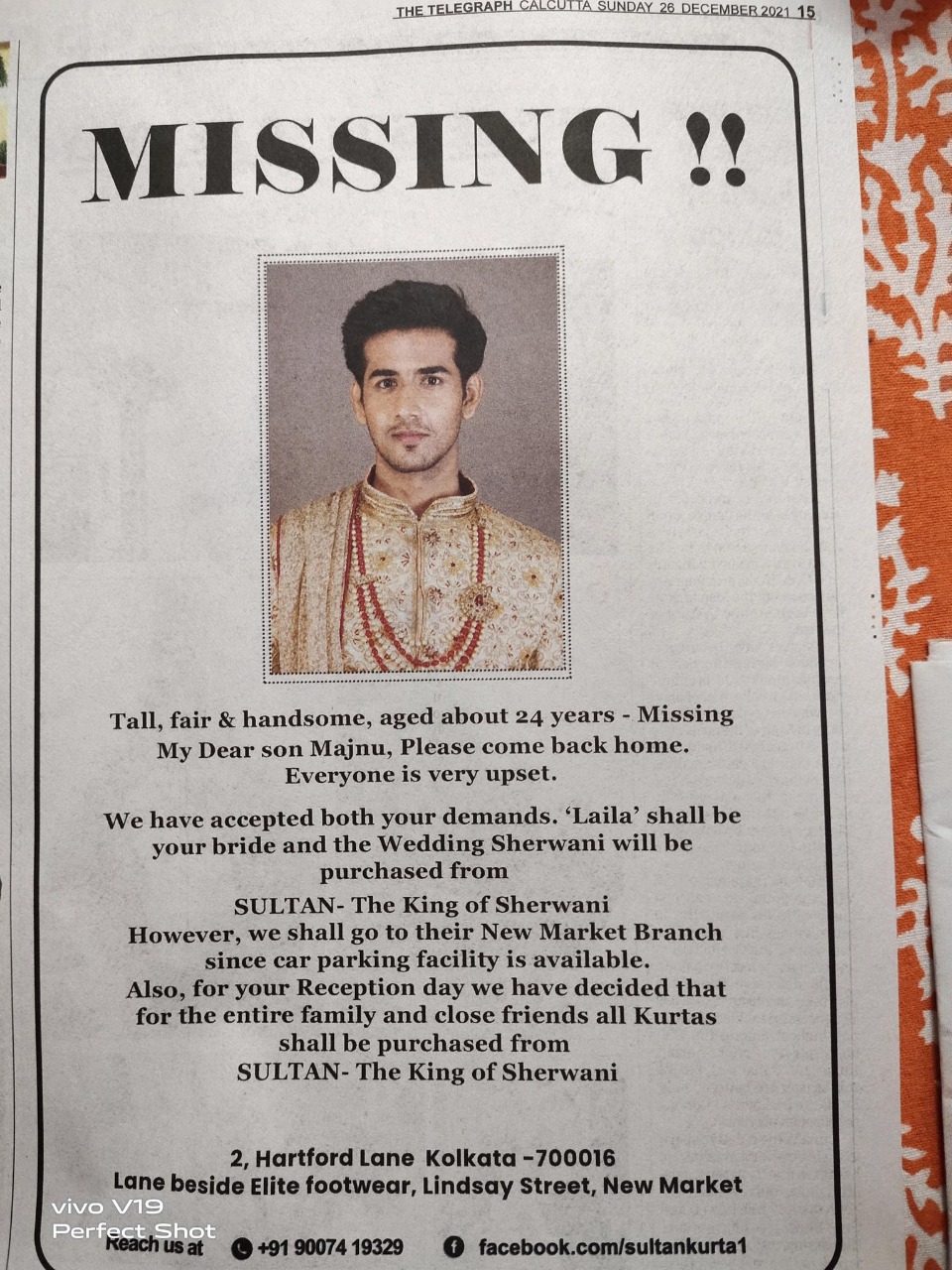calcutta son missing and parents advertise in newspaper viral