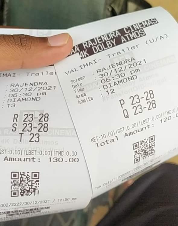Valimai movie trailer ticket cost Rs 10 per head
