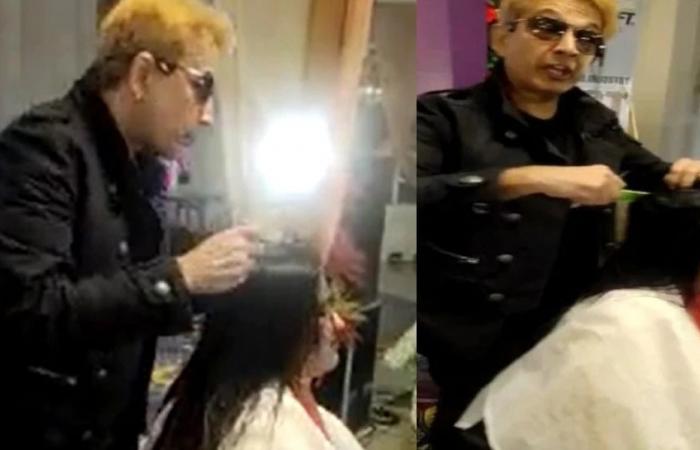 Hairdresser spit saliva in response water hair makeup
