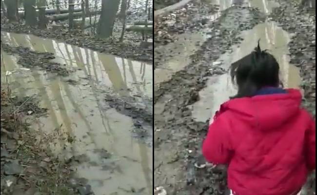 small girl reported about bad road condition - Viral Video