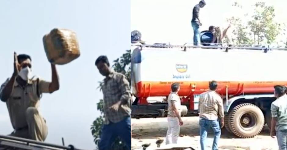 Cannabis smuggling hidden in lorry oil tanker in Andhra Pradesh