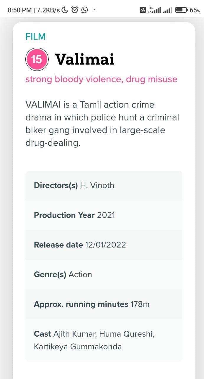 Valimai Movie Story Revealed by British Board Film Certification