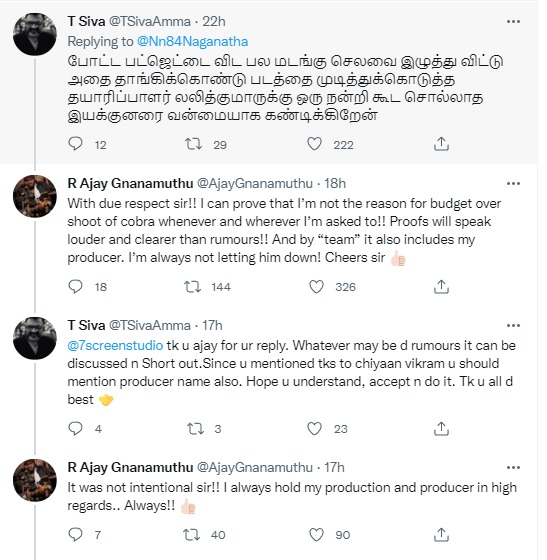 Vikram Starring Cobra Movie Director Ajay Gnanamuthu Tweet about film budget