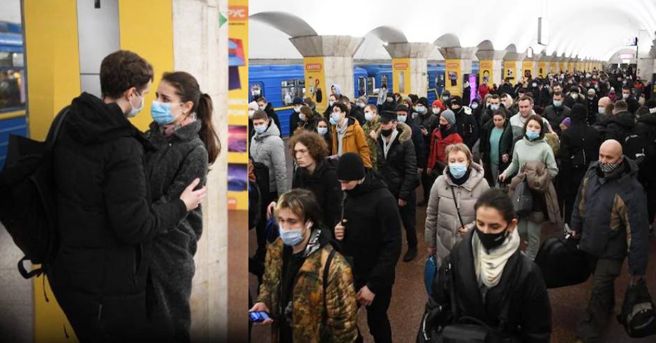 Ukraine people hiding in metro stations amid Russia invasion