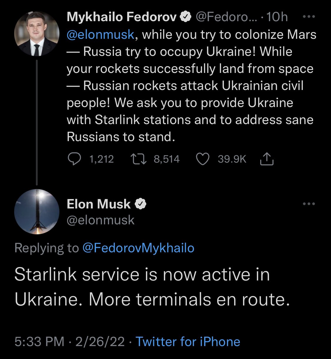 Elon Musk Activates Starlink Satellite Broadband in ukraine