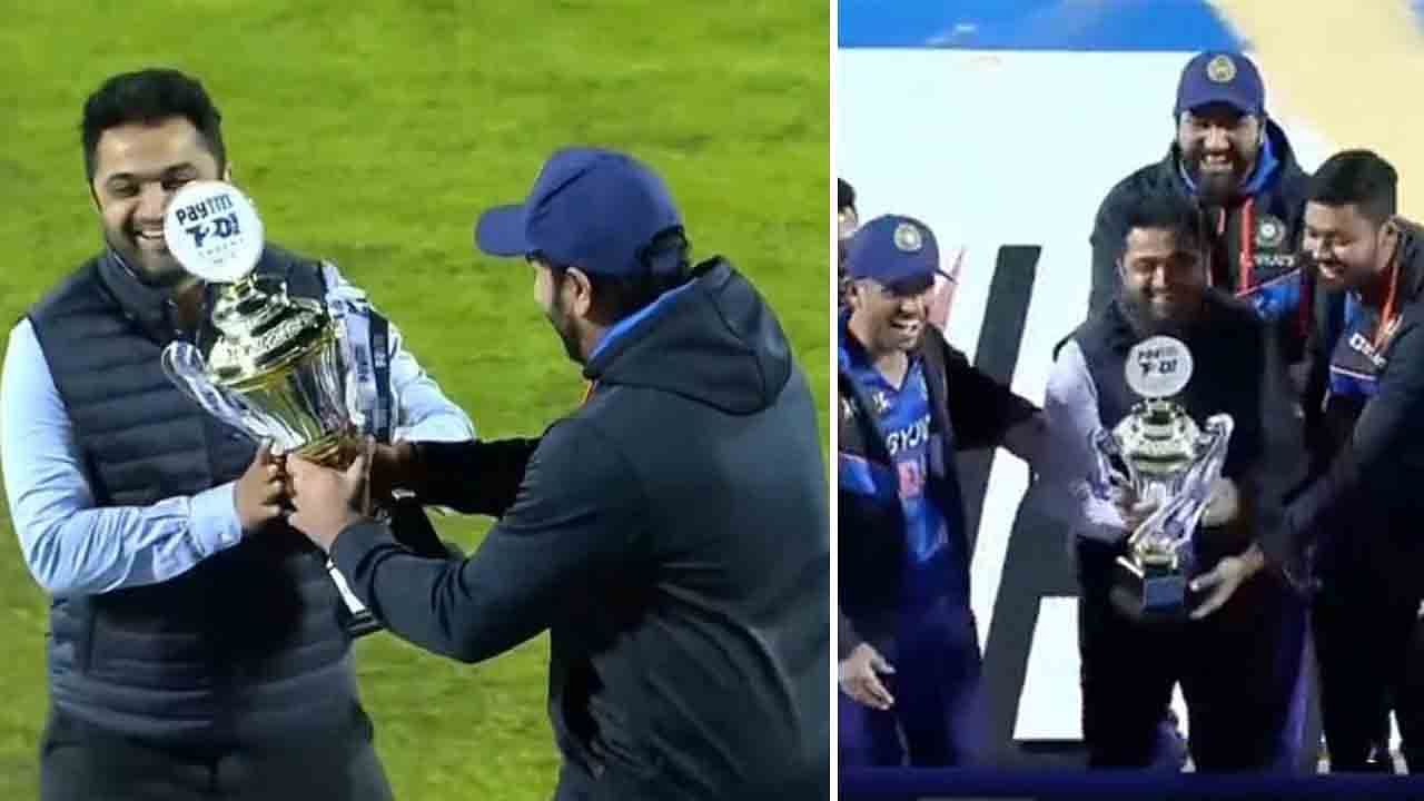 whom rohit sharma handed the trophy after t20 series win