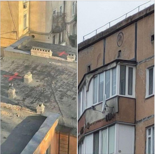 Russia war on Ukraine Symbols Appear On Ukrainian Buildings