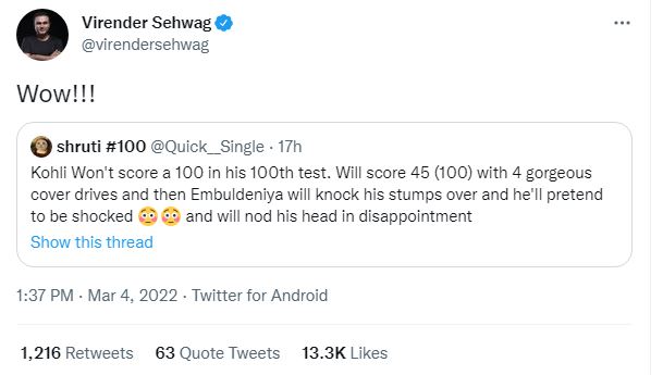 virat kohli wicket prediction before match by twitter user fans amazed
