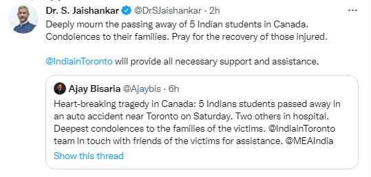 5 Indian Students Dies in Car accident Canada last Saturday