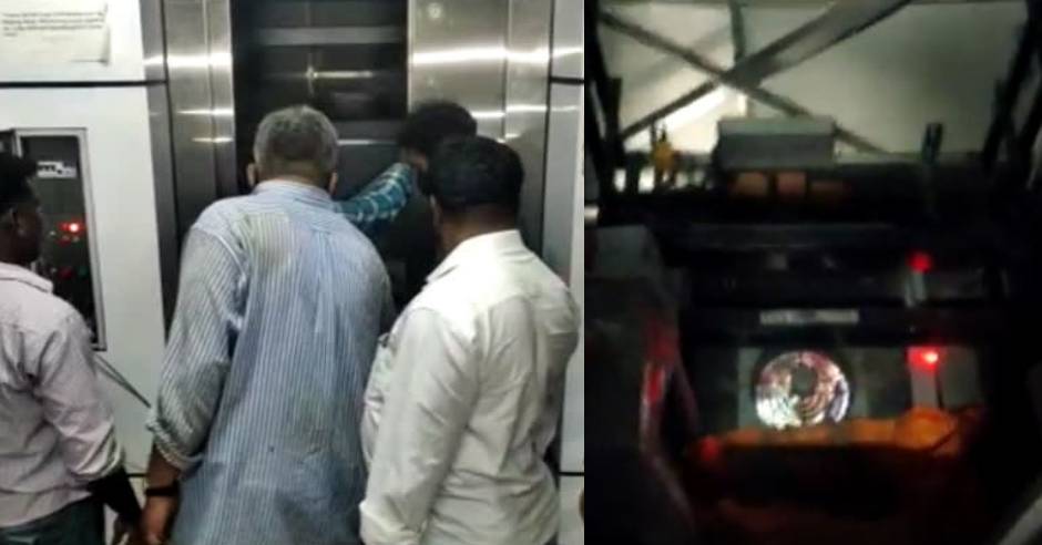 Chennai Nungambakkam railway station lift stopped in half way 