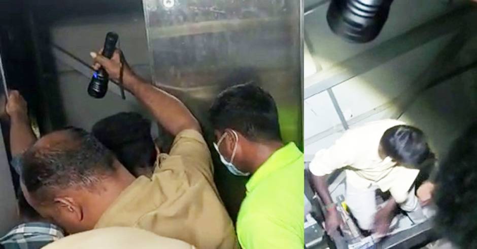 Chennai Nungambakkam railway station lift stopped in half way 